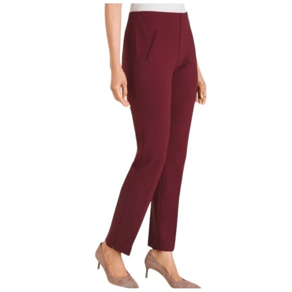 Chico's Brigitte So Slimming Ankle Pants Burgundy Wine Red Size 3 XL 16 Pull On